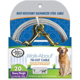 Four Paws Dog Tie Out Cable - Heavy Weight - Black - 20' Long Cable