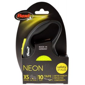 Flexi New Neon Retractable Tape Leash - X-Small - 10' Tape (Pets up to 26 lbs)