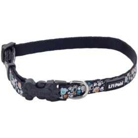 Li'L Pals Reflective Collar - Teal and Orange Paws - 6-8"L x 3/8"W